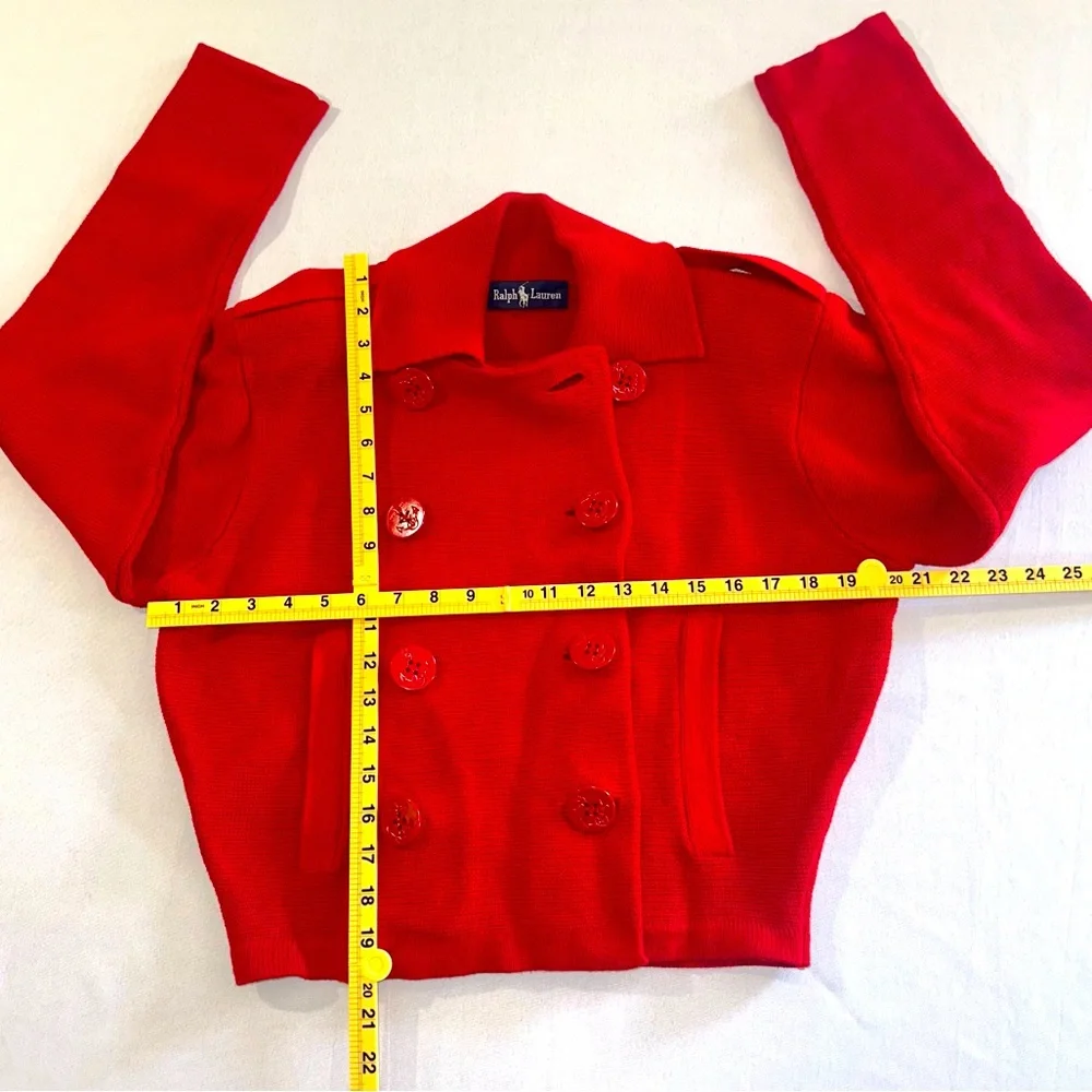 Ralph Lauren • 90s Vintage Double Breasted Blazer Red Nautical Embroidered Sz M - Picture 10 of 10
